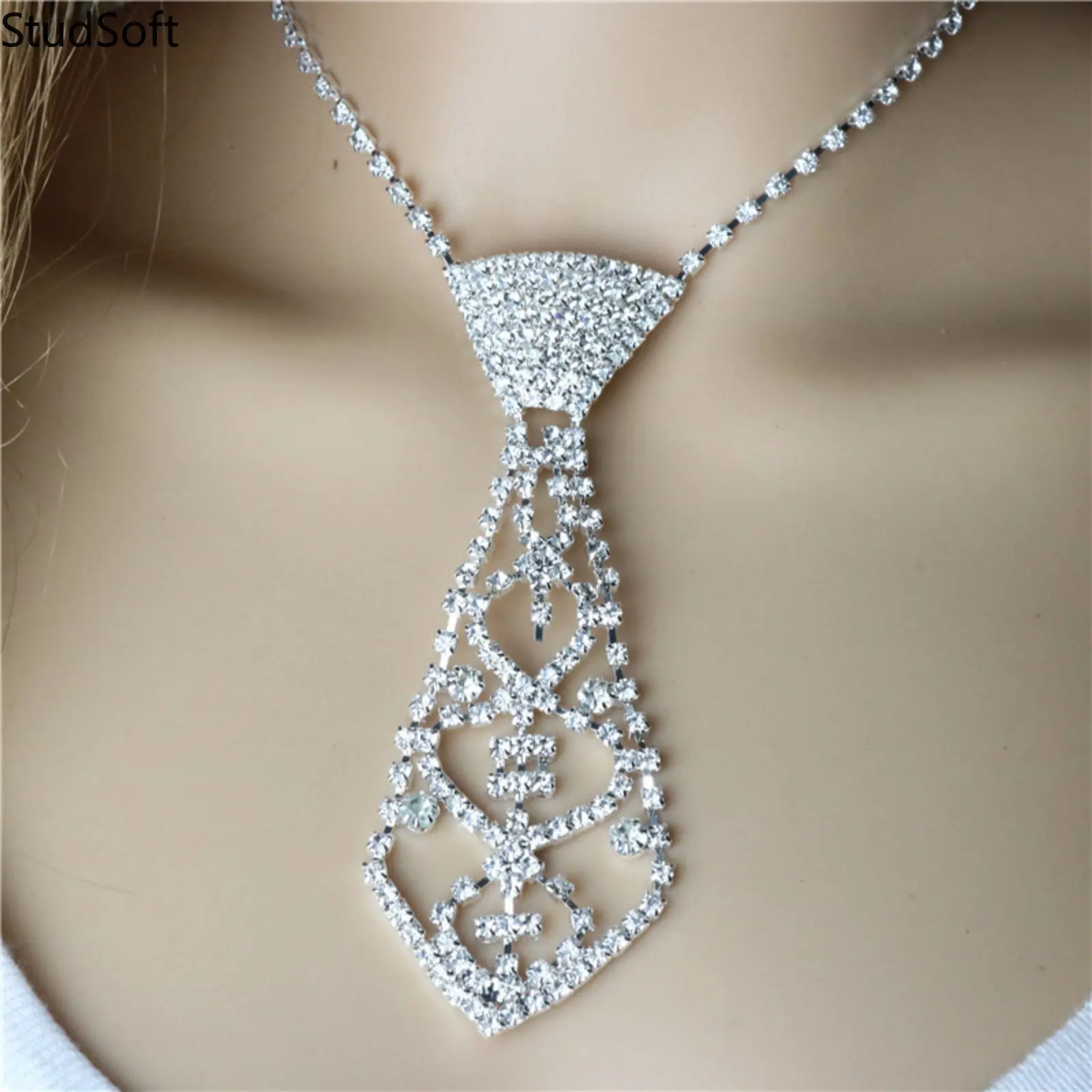 Luxury Rhinestone Necktie Necklace for Women Sparkly Crystal Tie Choker Chain Statement Hollow Body Jewelry Trendy Rave Party Nightclub Accessories, Neckline, Night Club, Choker Fit, Crystal Chain, Choker Tie,back to school,back to school haul