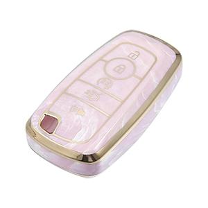 Key Fob Cover Compatible for Ford Smart Key-5 Button, Durable TPU Pink Remote Keyless Smart Key Fob Case Protection Shell