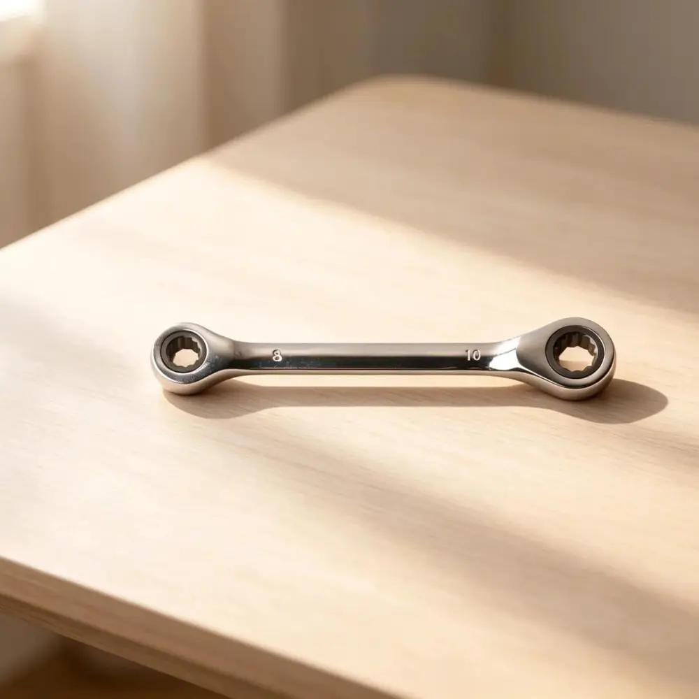8-10mm Reversible Universal Ratchet Wrench Matt Plated Cr-V Steel Crooked for Tight Spaces 72 Teeth Ratchet Wrench