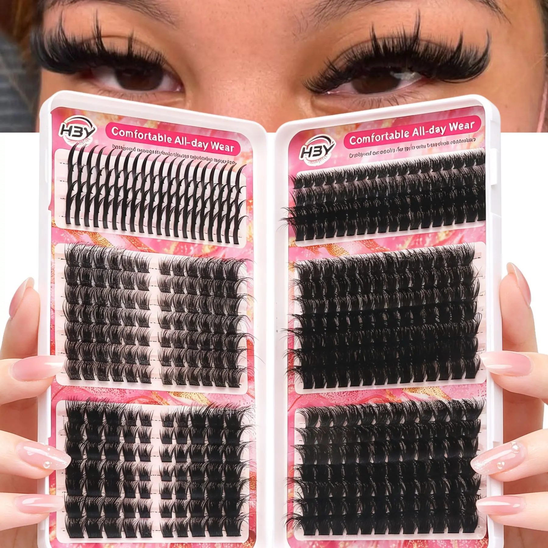 488Pcs D-Curl Lash Book, Large Quantity DIY Individual Cluster Lashes, Fluffy Soft 3D Faux Mink False Eyelashes, Lightweight Reusable DIY At-Home Lash Extensions, Perfect for Daily Eye Makeup & Glam Makeup Looks