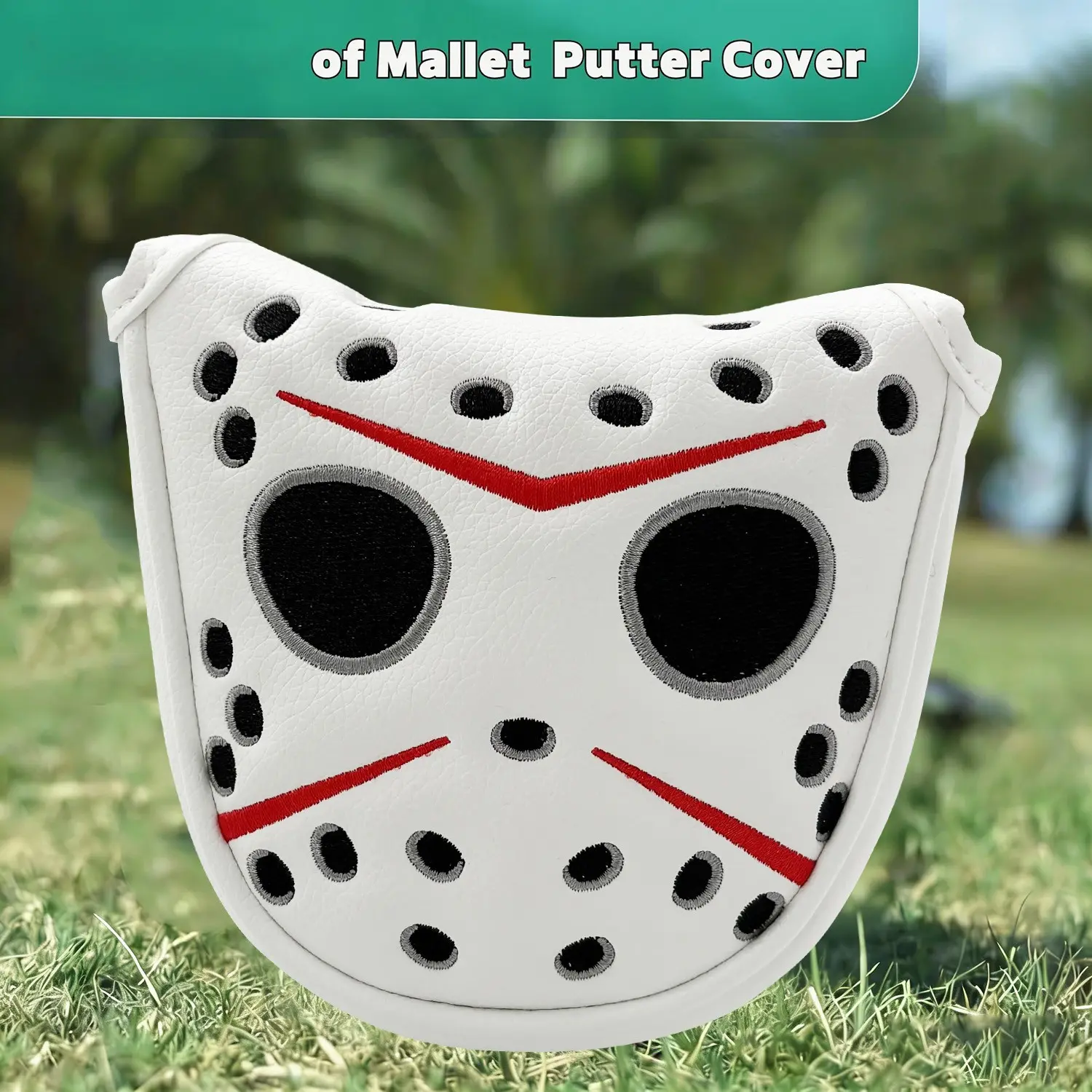 Jason Mask Golf Club Cover, Classic Dot Embroidery, Cool Unique Accessory, Halloween Gift, for Fans and Friends, Golf Accessories
