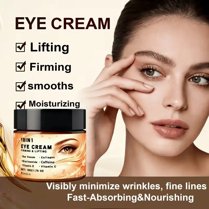 Retinol Caffeine Eye Cream, Reduces Dark Circles and Puffiness, Contains Hyaluronic Acid and Collagen, Firming and Moisturizing, Daily Skincare for Women, Eye Balm