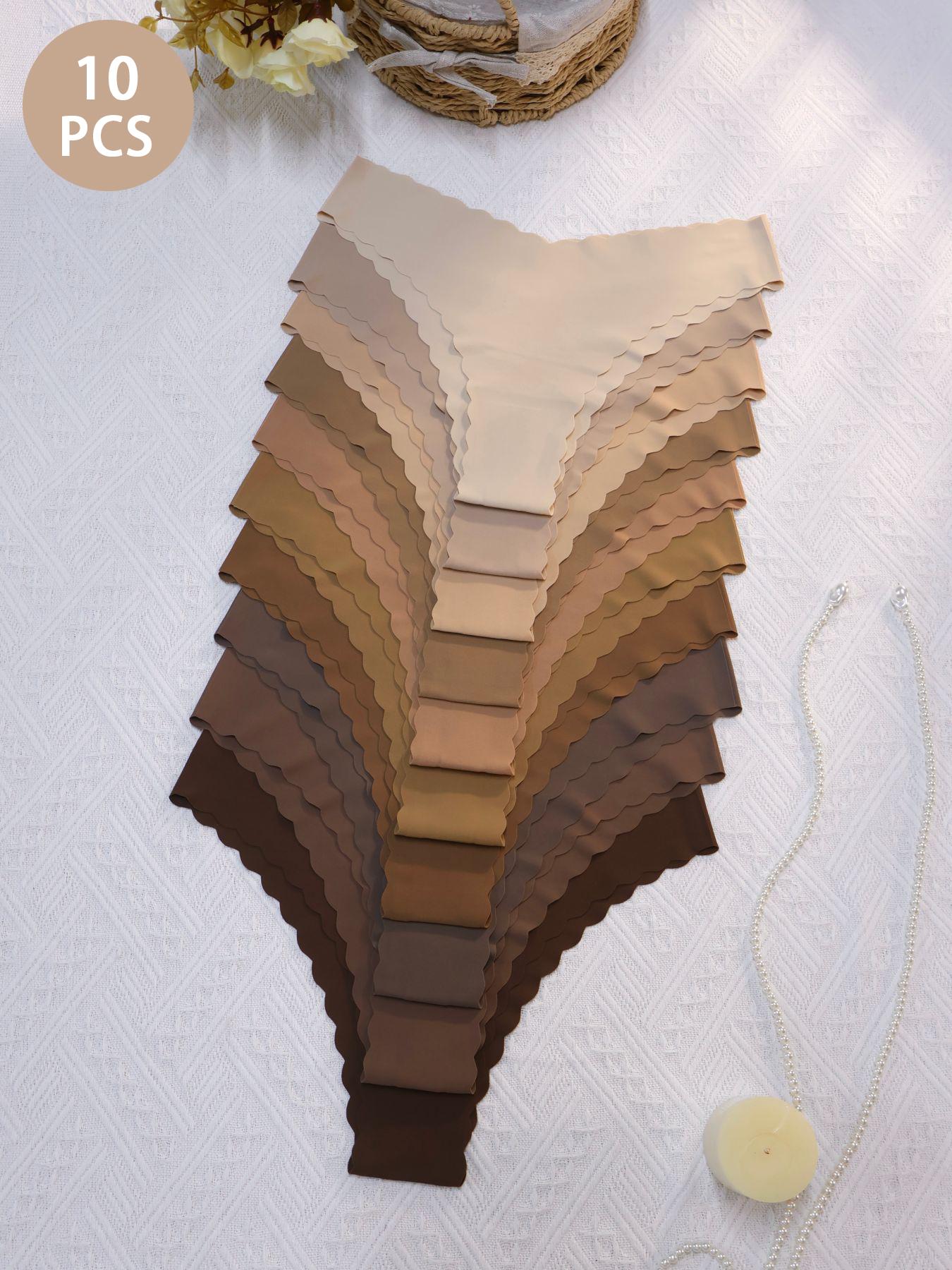 Women's Seamless Wave Design Set, Comfortable Breathable Antibacterial Panties, Fitted All Season Casual Style, Breathable Seamless Knicker