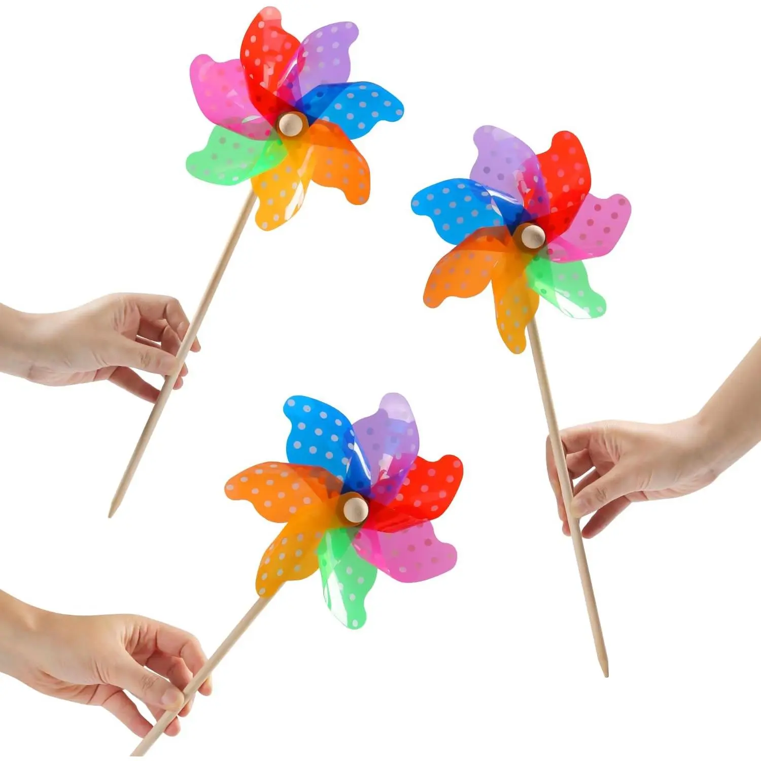 10 Pack Rainbow Pinwheel, No Assembly Required, Pinwheels  Kids, Pinwheels  Yard and Garden, Kids Party Decoration, Lawn Decoration, Picnic Party Decorations