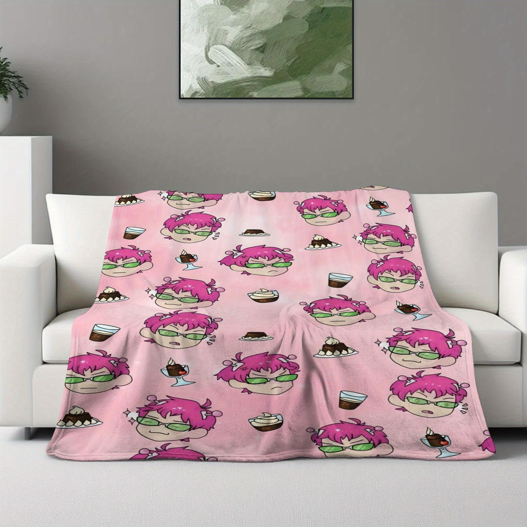The Disastrous Life of Saiki K Inspired Ultra-Soft Flannel Blanket - Colorful Cartoon Design, All-Season Cozy Throw for Living Room, Office, Sofa & Travel, Perfect Gift for Fans, Home Decor Accessory, Travel Blanket-280GSM