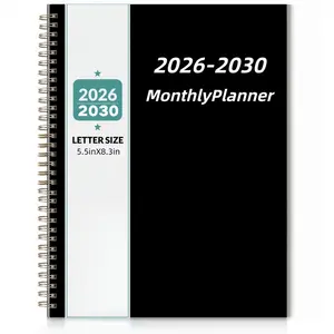 2026-2030 Monthly Planner/Calendar - January 2026 - December 2030, 5-Year Monthly Planner, Black and White Theme Cover Design Notebook, Annual Calendar Plan, Month Tabs, 60-Month Calendar, 5.5 x 8.3 inches, 71 Sheets/142 Pages Thick Paper