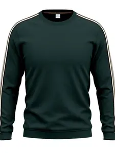 Men's Loose Fit Round Neck Casual Sports Sweatshirt, Breathable Lightweight Fall Clothing, Plain Surface Design, Comfortable and Stylish
