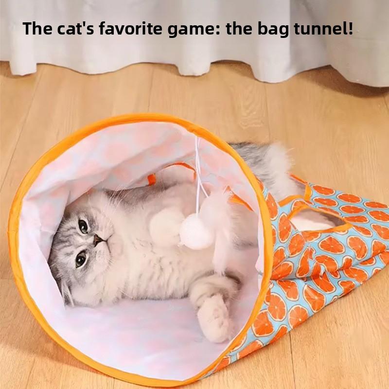 Cat Crinkle Tunnel & Burrow Bag - 3-Way Interactive Play Tube with Sound Paper - Foldable Hideaway Toy for Indoor Cats - Durable Chasing & Exercise Toy for Kittens silicone feeder shaped harness retractable leashes jumping