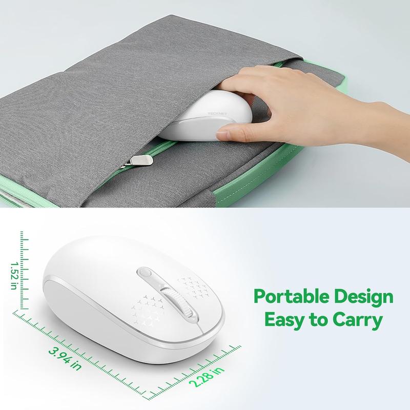 for Laptop, 2.4G Quiet Computer  with USB Receiver, 4 Buttons Portable Cordless Mice for Chromebook, Laptop, PC, , 800/1200/1600 DPI - White