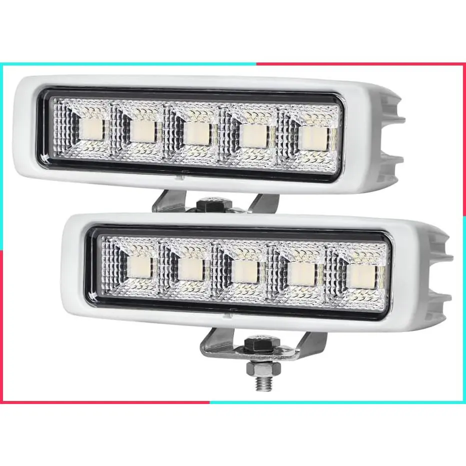 Waterproof LED Boat Lights, 2-Pack 72W Deck/Dock Marine Lights, 4000 Lumens, 180° Flood Light, 6.3 Inch, 12/24V LED Light Bar