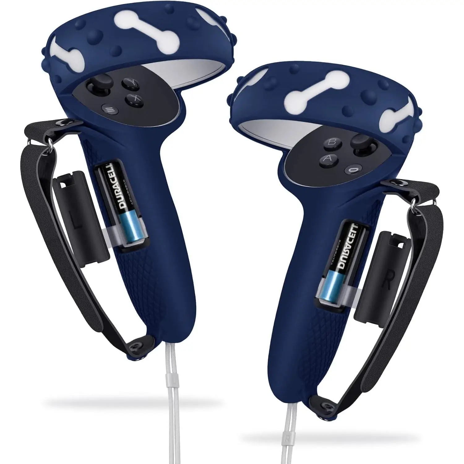 Controller Grips for Oculus  2, Extended  VR Grips Cover Protector with  Opening, Knuckle Straps, Anti-Throw Hand Strap for   2 Accessories Blue