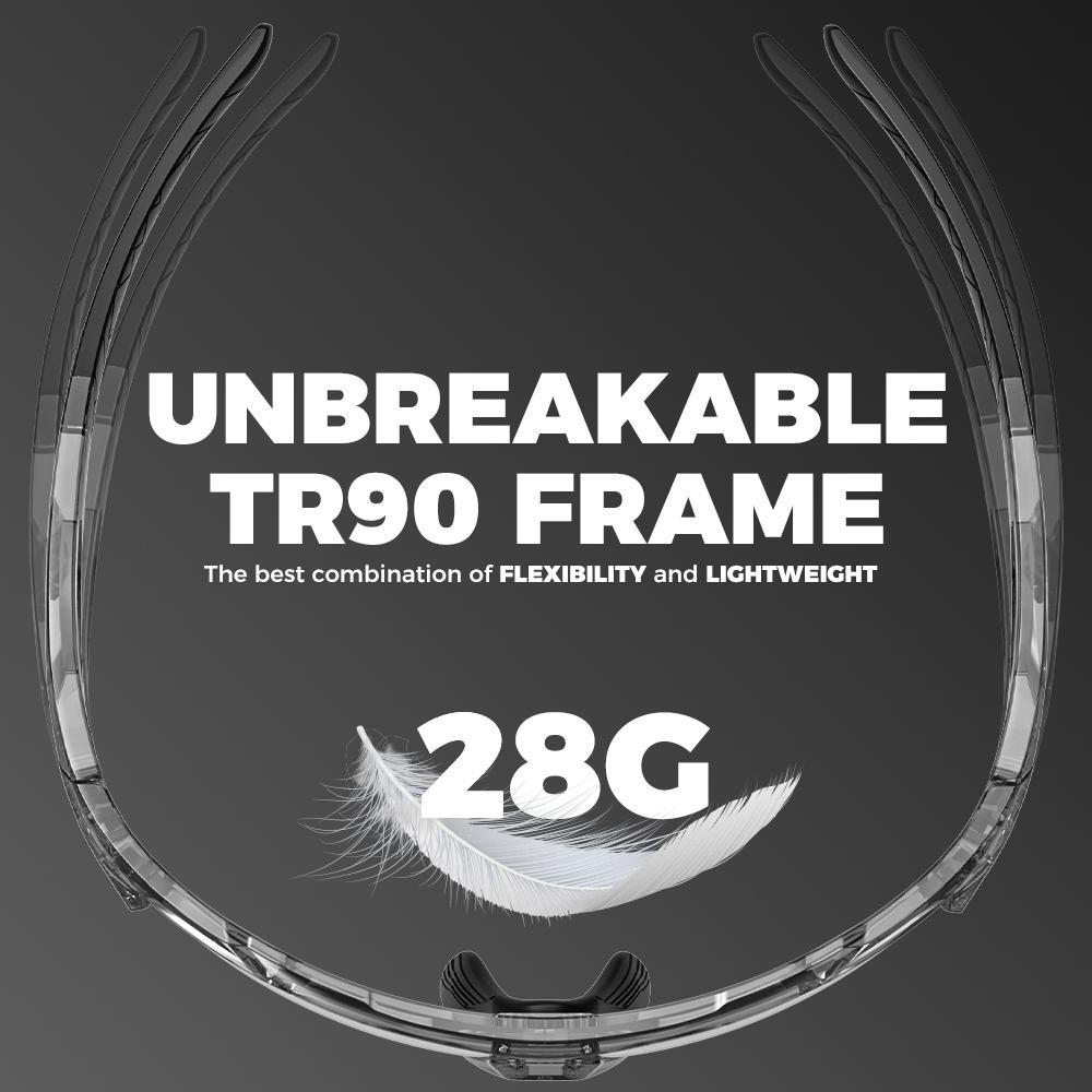 Photochromic Sports Glasses, UV400 Protection Bike Eyeglass for Fishing Jogging Camping, Lightweight TR90 Frame Glasses for Men & Women, Photochromic Cycling Glasses