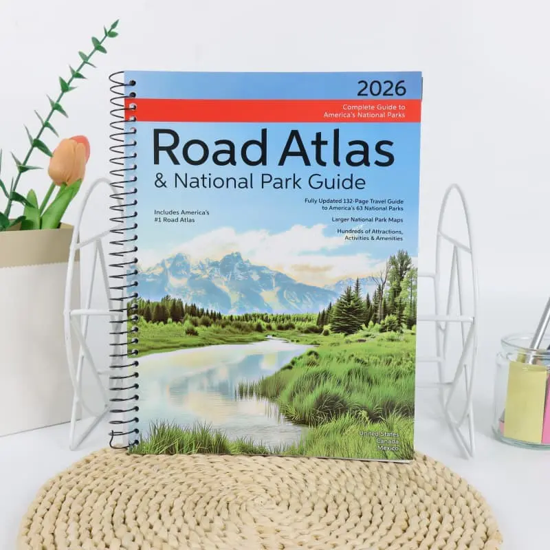2026 New Edition North American Highway Map, National Park Guide Coil Notebook, Self-Drive Travel Attractions Handbook, English Map Planning Manual