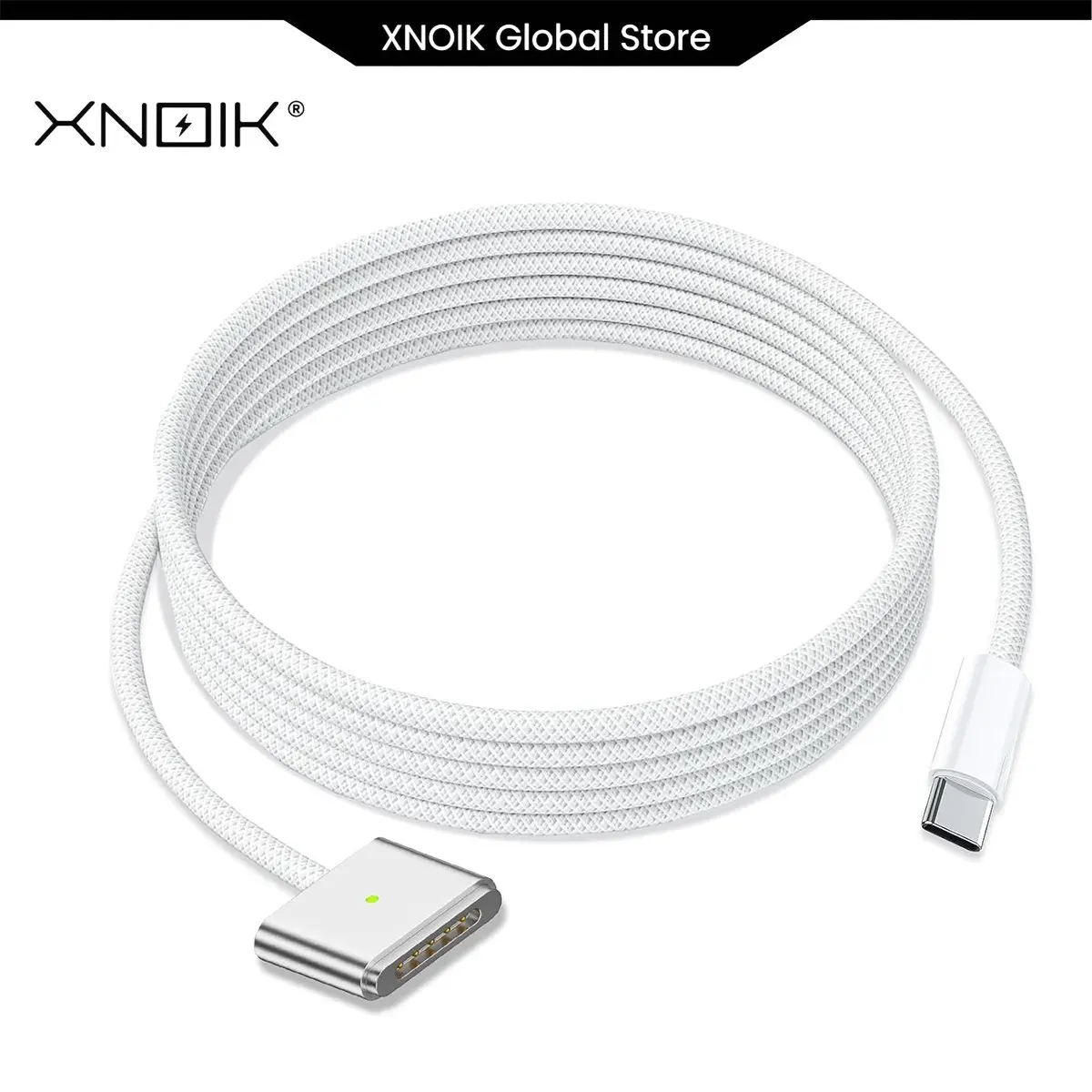 Magnetic 3 USB-C Charging Cable 6.6ft, 140W Fast Charge Cord Compatible for MacBook Air M4/M3/M2 (13/15 Inch) & for MacBook Pro 14/16 Inch, for Magnetic Safe 3 Replacement Charger Cable, White/Black