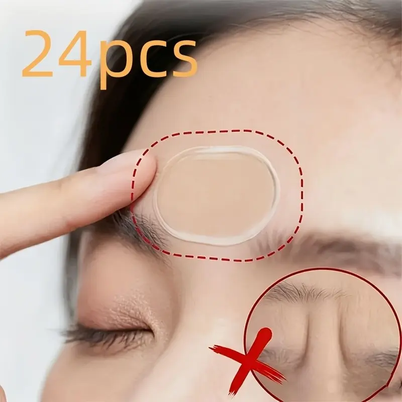 24pcs Self-Adhesive Sleep Forehead Pads, Reusable Facial Elastic Bands, Full Face Training Patches, Washable, Sticky, Repeat Use, Beauty Tools