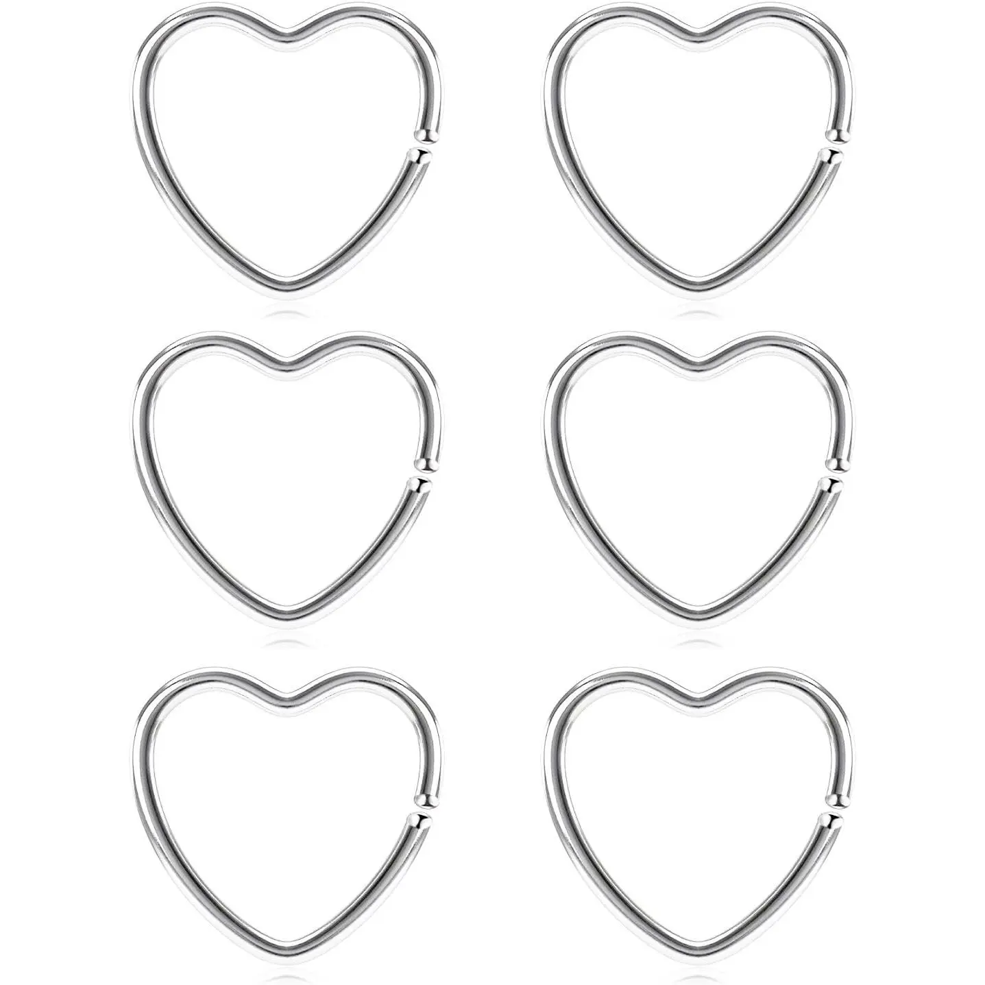 Daith Rook Snug Tragus  Earrings Stainless Steel 20G Heart-Shaped Ear Cartilage Ring   3/8"(10mm) 5/16"(8mm)