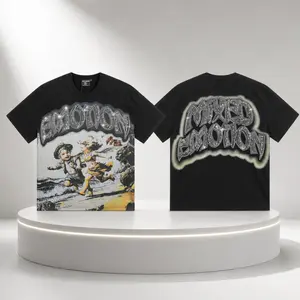 Graphic Tee MIXED EMOTION Cherub Angel Rhinestone Pure Cotton Large Print T Shirt Oversized Unisex Streetwear Summer Graphic Tees T Shirts For Men