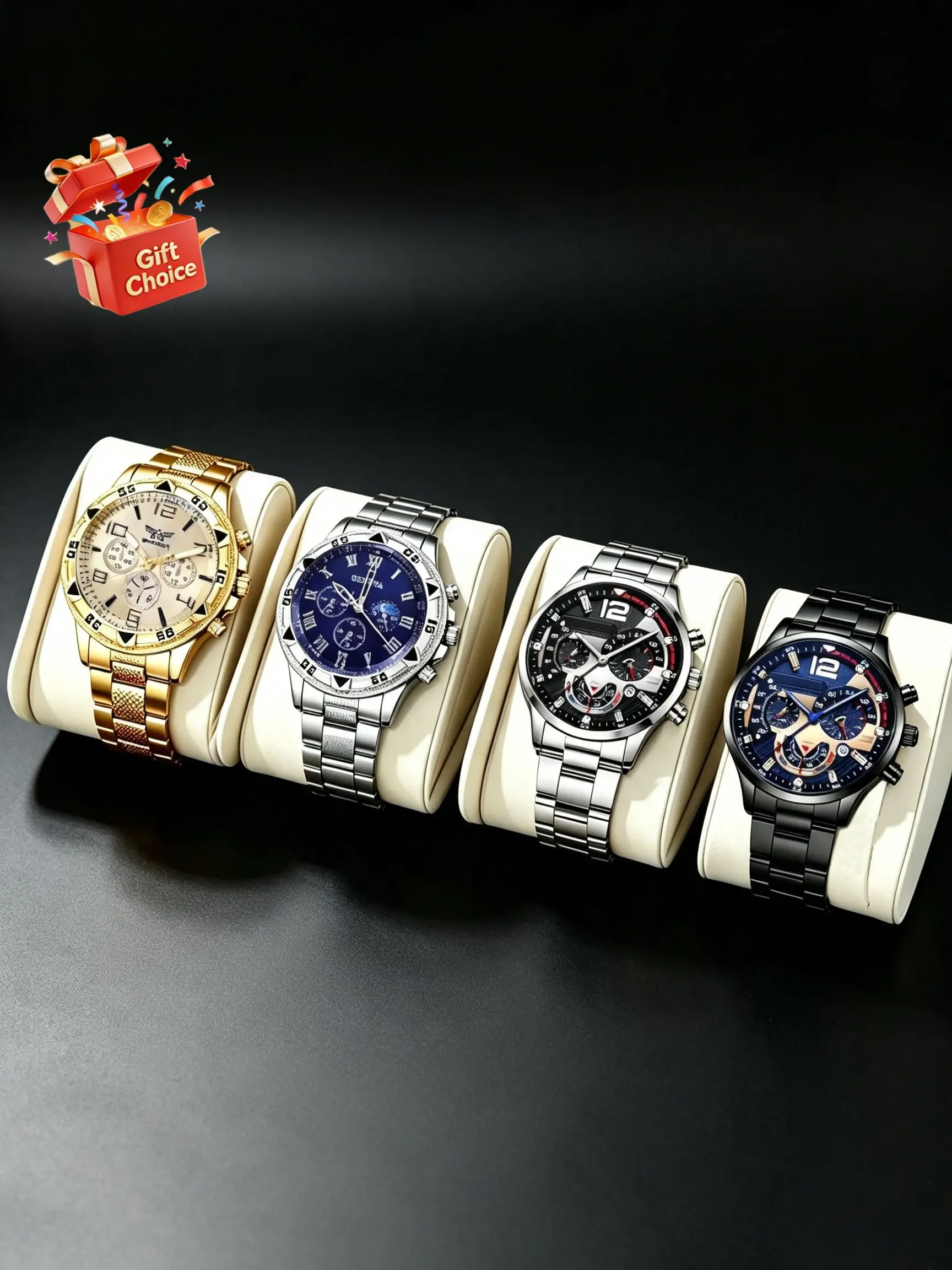 4pcs Men's Classic Business Watch Set, Perfect Gift for Valentine's Day, Birthday, Anniversary, Special Present for Him