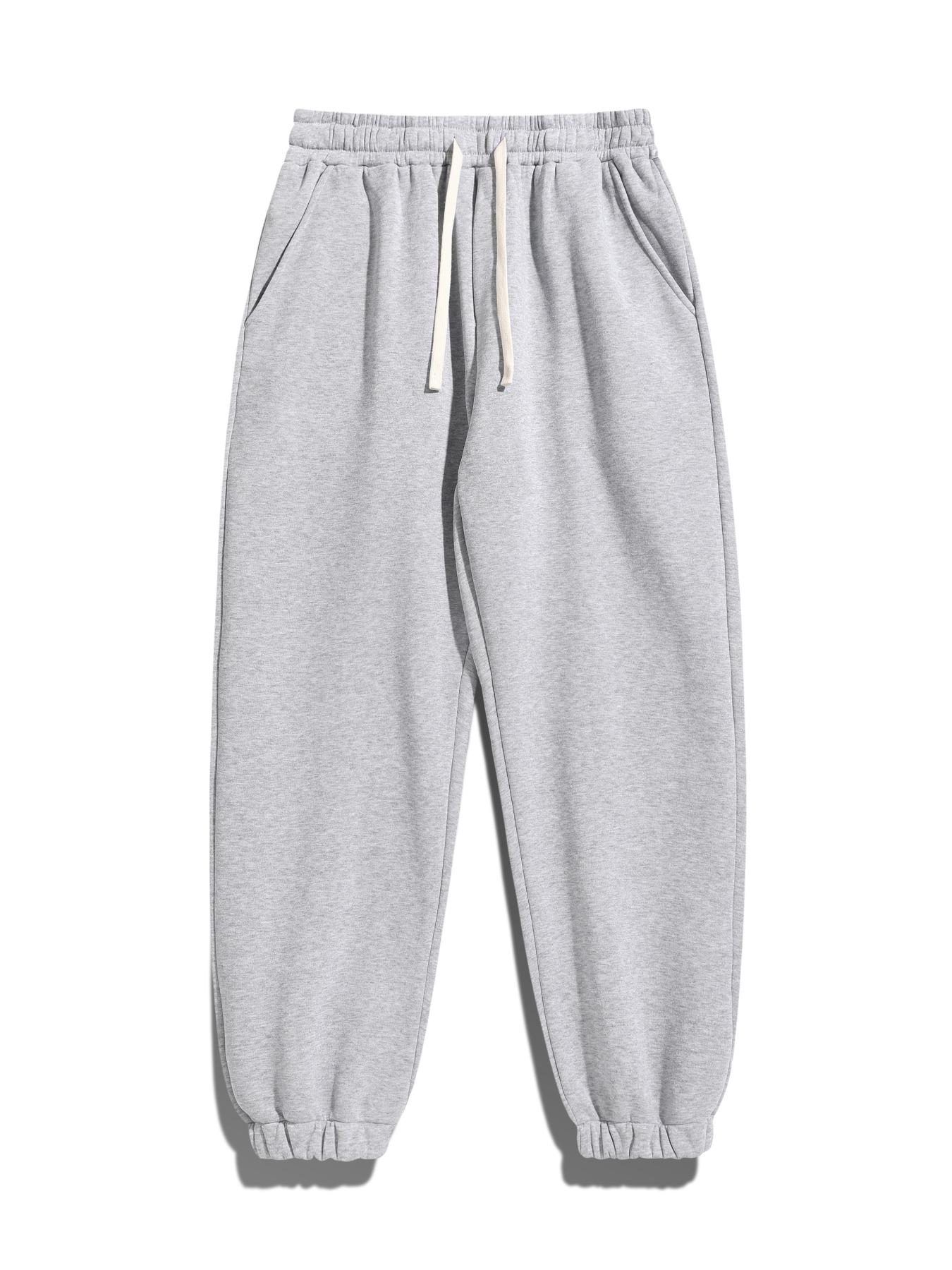 Men's Regular Fit Solid Drawstring Waist Sweatpants, Casual Pocket Design Pants for Fall & Winter, Men's Trousers for Daily Wear, Everyday Sweatpants