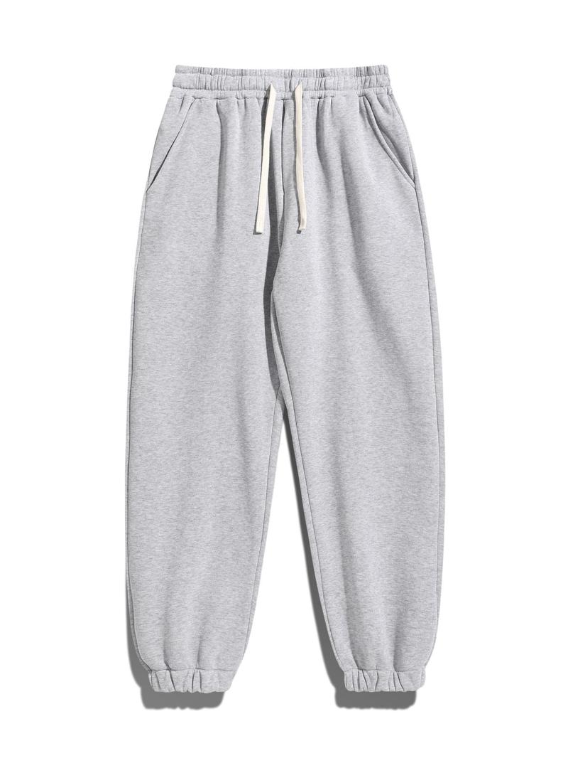 Men's Drawstring Waist Sweatpants, Athleisure Style Regular Fit Pants with Pockets for Fall & Winter, Casual Men's Trousers, Sports Bottoms