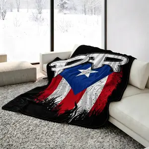 Puerto Rico PR Vintage Flag Cooling Blanket for Night Sweats, Q-Max 0.35 Arc-Chill Cool Fiber Summer Throw for Bed Sofa Travel Adult Kids Hot Sleeper, Comfort Lightweight Gift for Puerto Rican Lovers