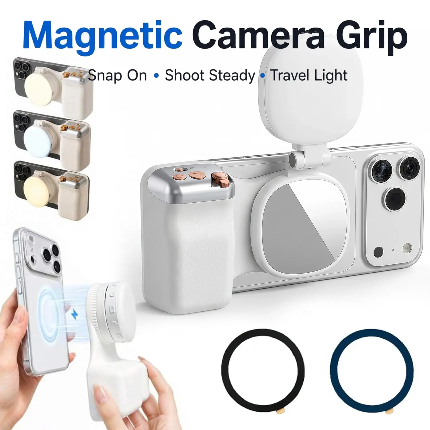 Magnetic Smartphone Camera Handheld Grip with Light and Wireless Control, Ideal for Work and Daily Vlogging, Smart Phone Accessories