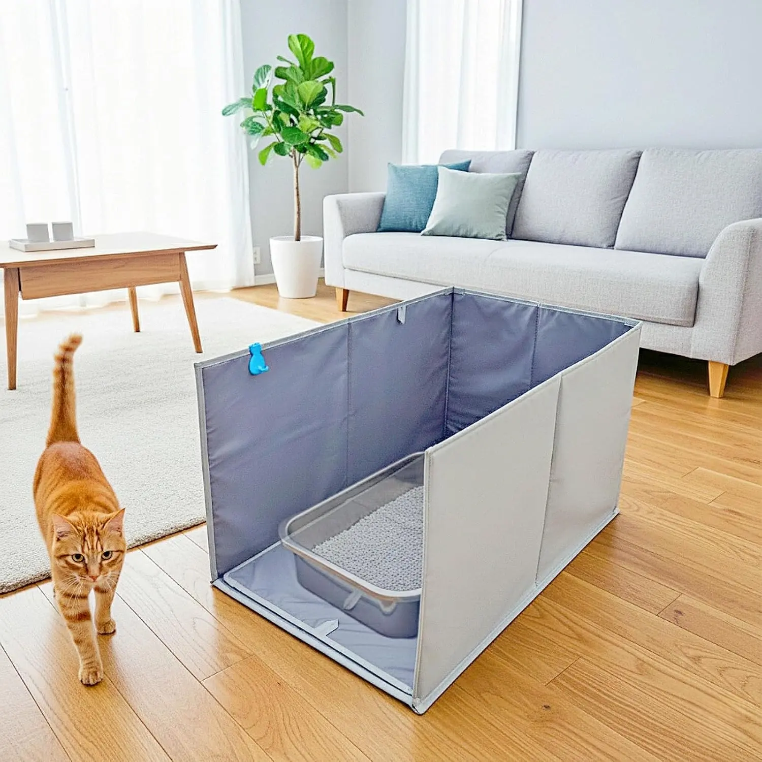 Extra Large Cat Litter Box Enclosure, Open Top High Sided Splash Guard, Water Resistance Shield for Cat Litter Boxes