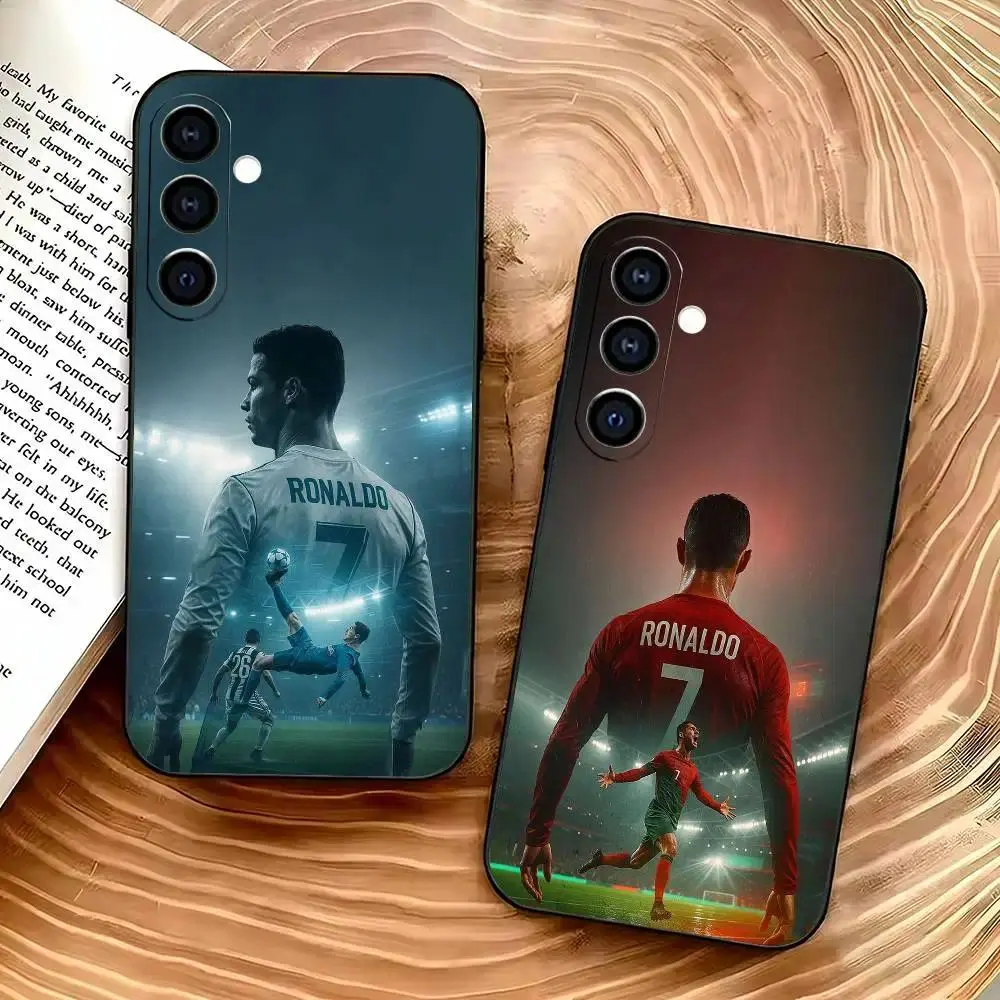 Football R-Ronaldo Phone Case For Samsung Galaxy S26 S25 S24 S23 S22,For iphone 17 16 15 14 13 12 11 17Air Plus Pro Promax Others Soft Black Cover