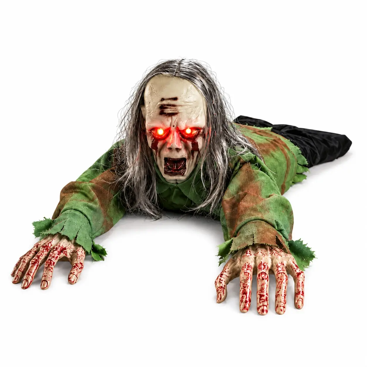 Halloween Crawling Zombie with Glowing Eyes Terrifying Sound, Voice-Controlled Electric Toy, Perfect for Halloween Decorations