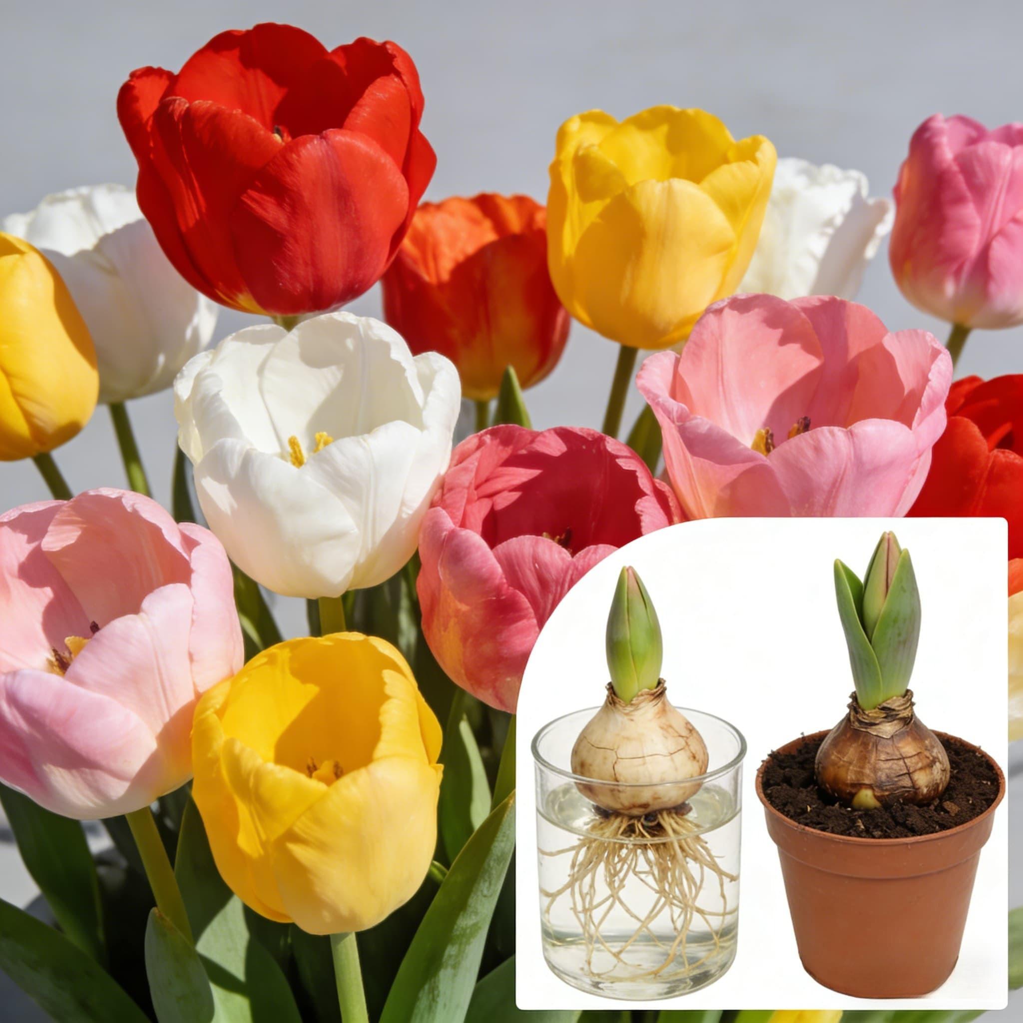 Random color tulip bulbs, suitable for hydroponics or soil cultivation, easy to care for, even beginners can easily grow.