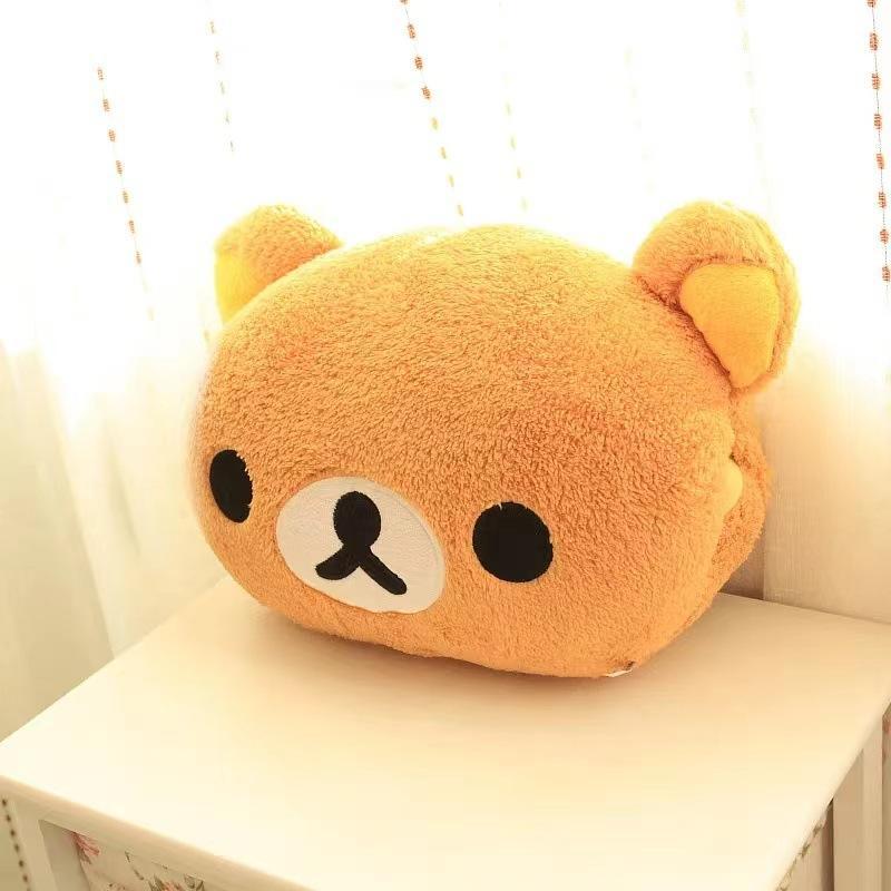 2026 New Cute Rilakkuma Plush Warm Hand Pillow Cartoon Bear Peluche Stuffed Toy Soft Cushion Christmas Birthday Gift