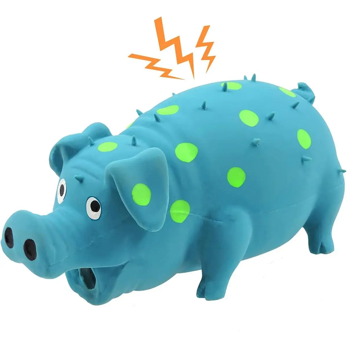 Squeaky , Dots Latex   Toys with a Oinks Sound Squeaker Grunting Pig   Durable Self Play 8" Dogs Squeeze  for  Biting Chasing to  Boring Time (Blue)