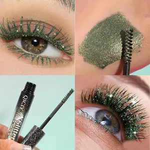 Q545 Fine-Tooth Spiral Brush Head Slender Long Mascara Long-Lasting Shaping Curling Non-Smudging Fade-Resistant Waterproof Metallic Tones 6 Colors Rhinestone Super Shimmer