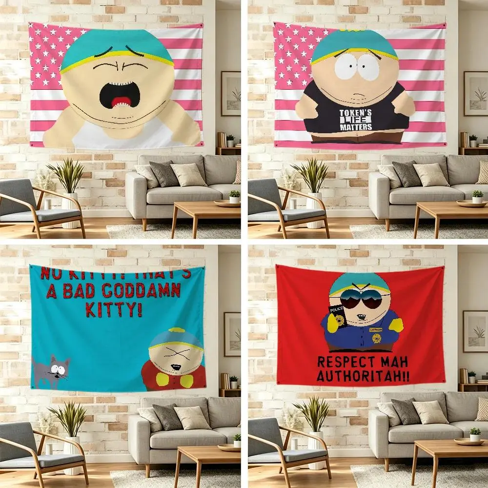 3×4 funny tapestry banner South Anime Park Decorative Flag Banner, Durable Indoor Outdoor Festive Wall Hanging for Patio Room Home Decor