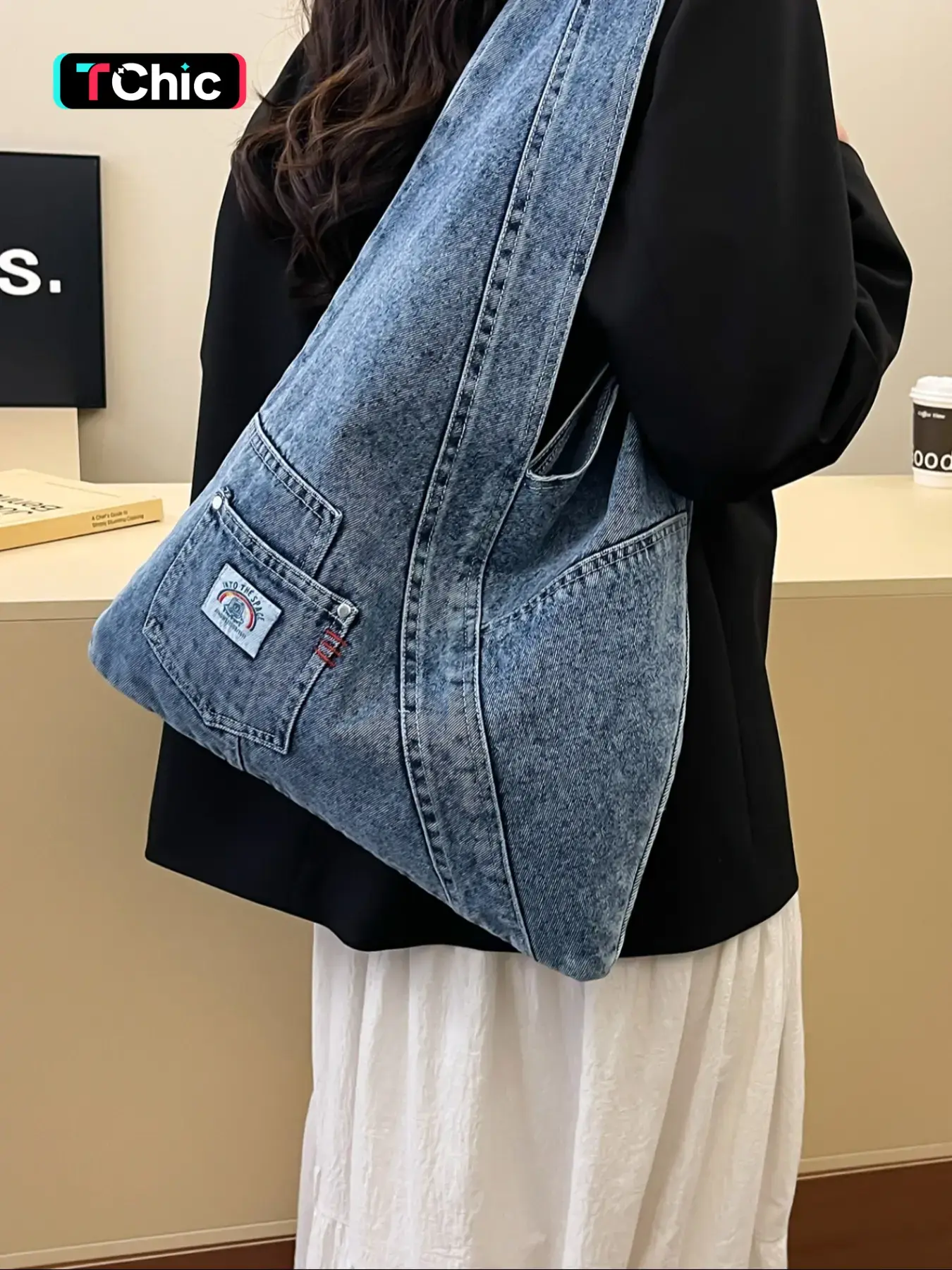 New Fashion Vintage Denim Shoulder Bag, Denim Messenger Bag, Versatile Street Style Canvas Backpack, Large Capacity Crossbody Handbag, Denim Crossbody Bags for Women, Jean Shoulder Bag, Casual Bags, Fashionable Casual Bag