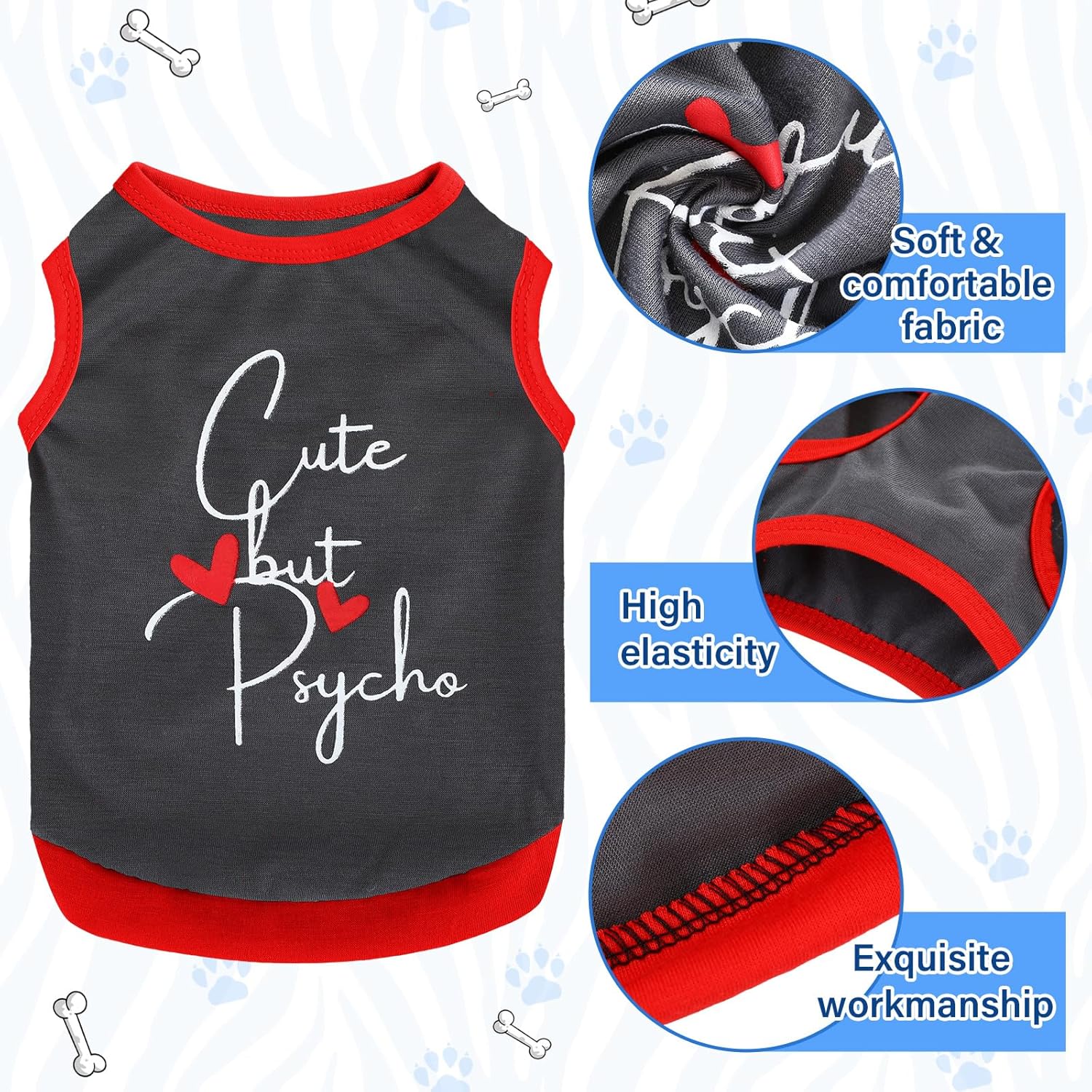 8 count  Shirts Pet Printed Clothes with Funny Letters Summer Pet T Shirts Cool Puppy Breathable  Outfit Soft Sweatshirt Cats(Delicate ,Small)