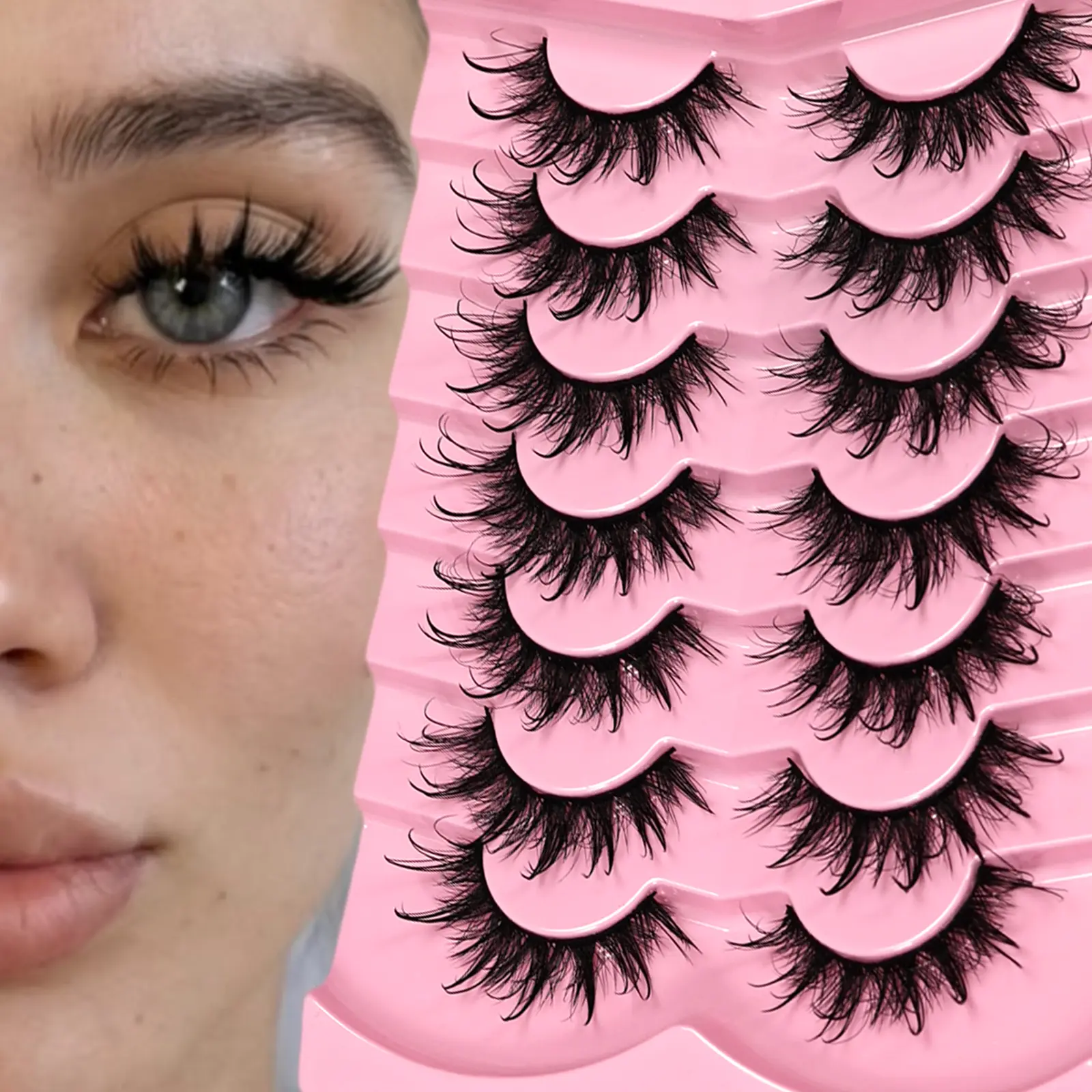 7 Pairs Manga Cosplay Lashes, Spiky Thick False Eyelashes, Reusable Dramatic Style Eye Lashes