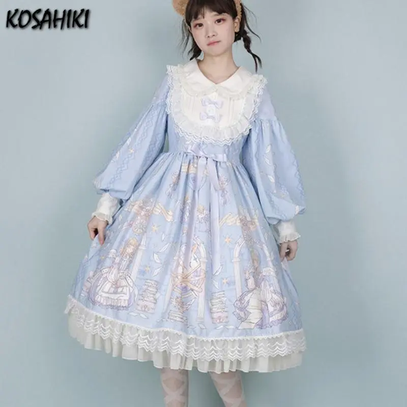 green emerald velvet dress Japanese Gothic Lolita Princess Dress Women Kawaii Lace Ruffles Bow Bandage Slim Party Dresses Girls Y2k Elegant Cute Mini Dress Pink / M