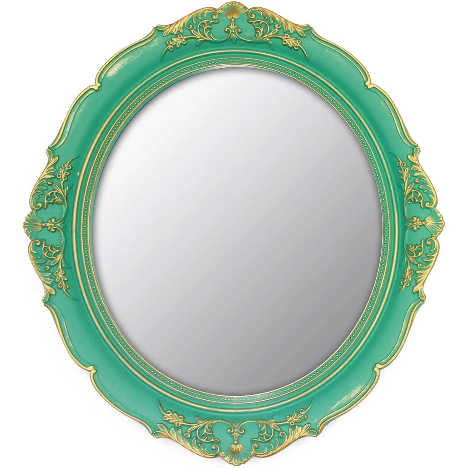 YCHMIR Vintage Decorative Wall Mirror 14.8 x 13.1 Inch Oval Mirror (Green)