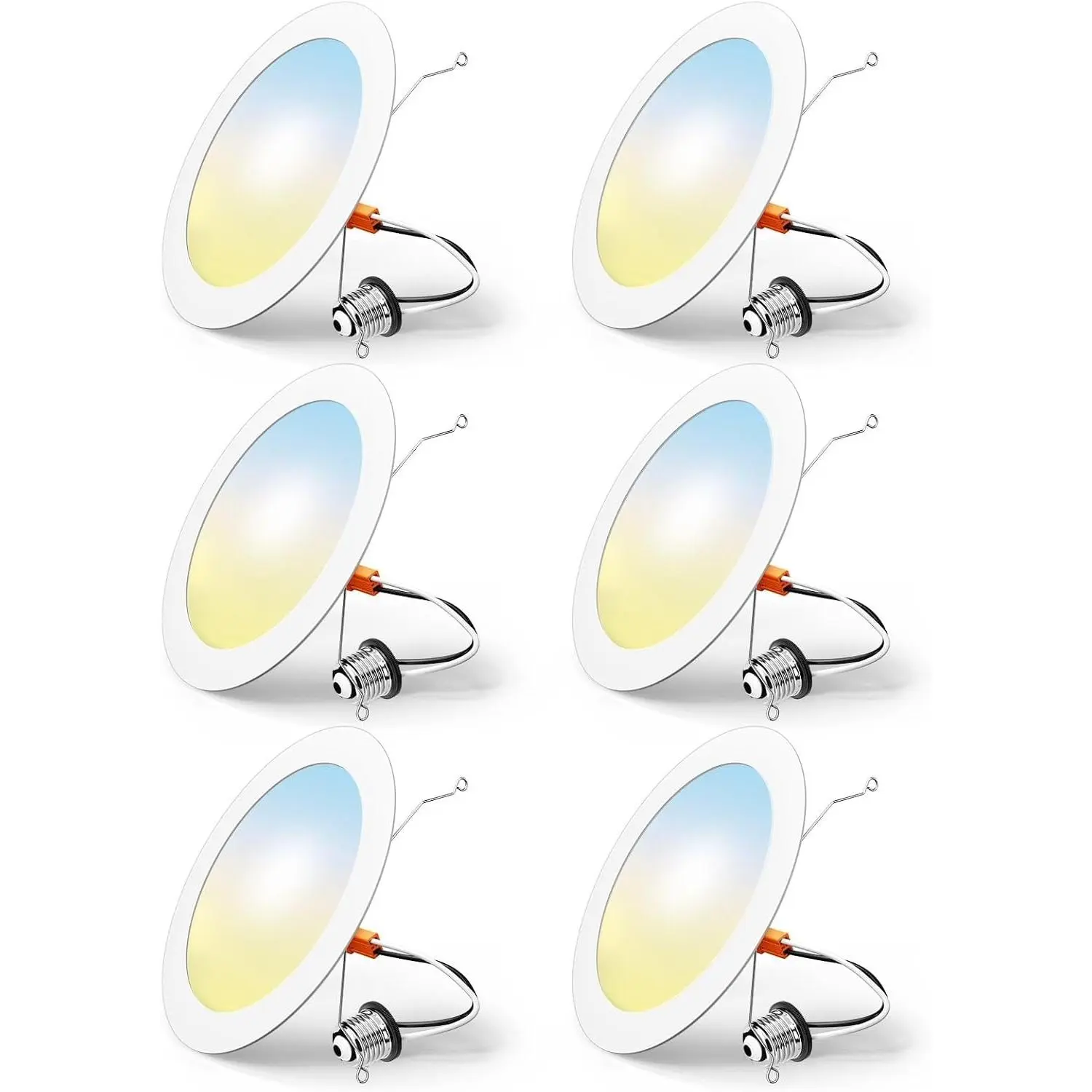6 Pack Retrofit LED Recessed Lighting 6 Inch, Selectable 2700K/3000K/4000K/5000K/6000K, Dimmable Flat LED Can Lights, 10W=110W, 1000LM, IC & Damp Rated, ETL & FCC, White