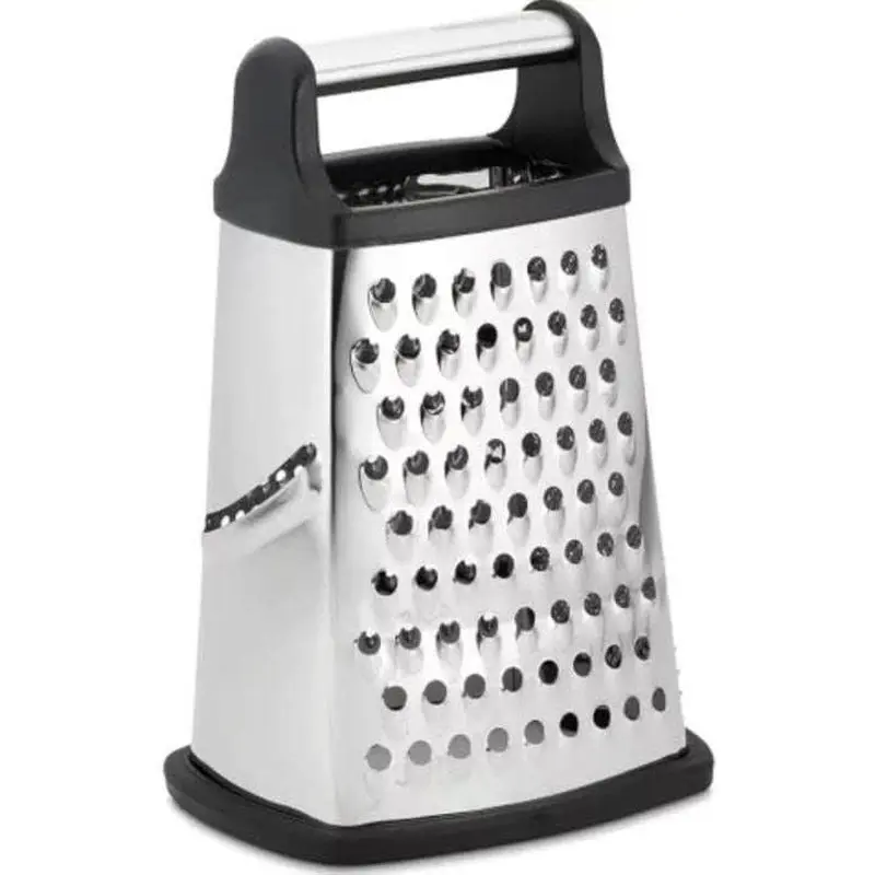 Box Grater, 4 Sided Stainless Steel, Best for Vegetables, Parmesan Cheese, Ginger, Medium Size, Black, 7.5x 5x 4.25, (GraterA)