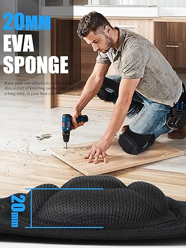 Adult Knee Pads for Gardening, Anti-Slip Collision Avoidance Kneepads with Thick EVA Foam, for House Cleaning, Construction Work, Volleyball, Football Dance Knee Sleeve, 1 Pair (Black)
