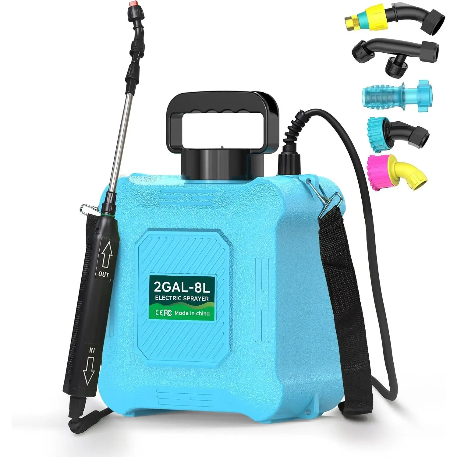 Sprayer 2 Gallon -Lightweight Electric Sprayer for Lawn and Garden Weed/Pest Control, Watering - with Telescopic Wand & 6 Nozzles