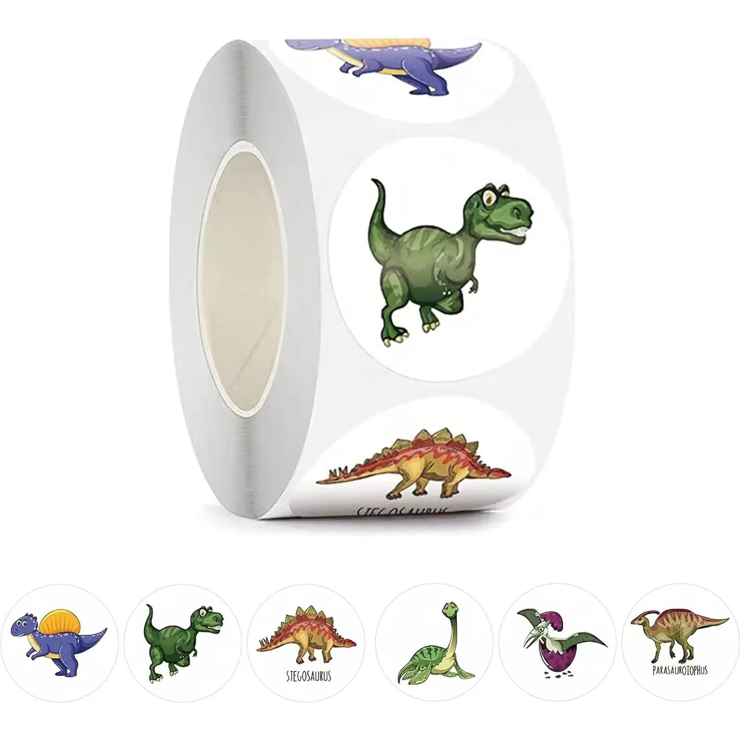 500 count Dinosaur Stickers for  Boy Teacher Round    Roll Sticker School Supplies Incentive Potty  Stickers for School Classroom