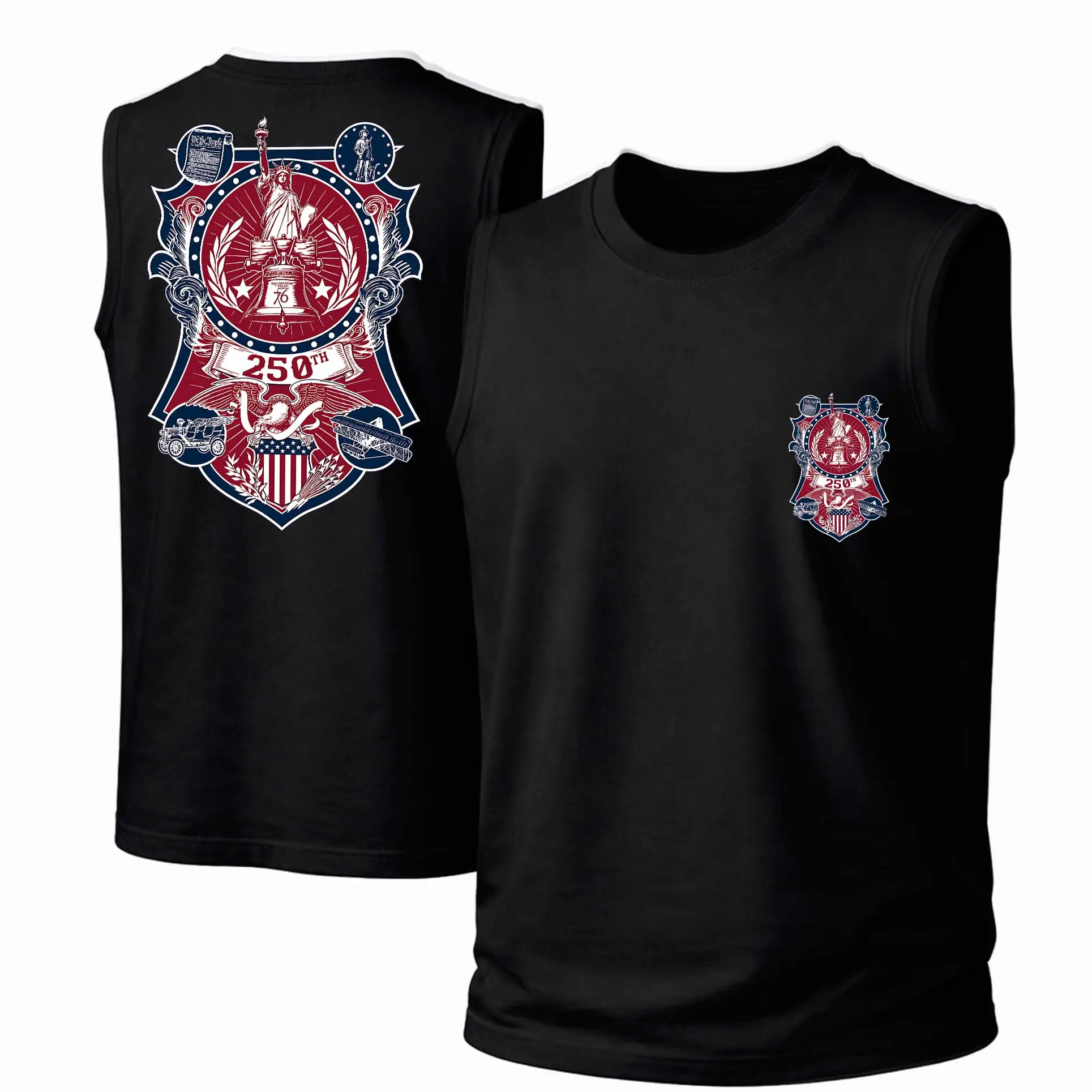 Men's Graphic Print Cotton Tank Top, Casual Streetwear Loose Fit Crew Neck, Soft Breathable Fabric for All-Season Wear, Plus Sizes Available, 2Xl, Unisex