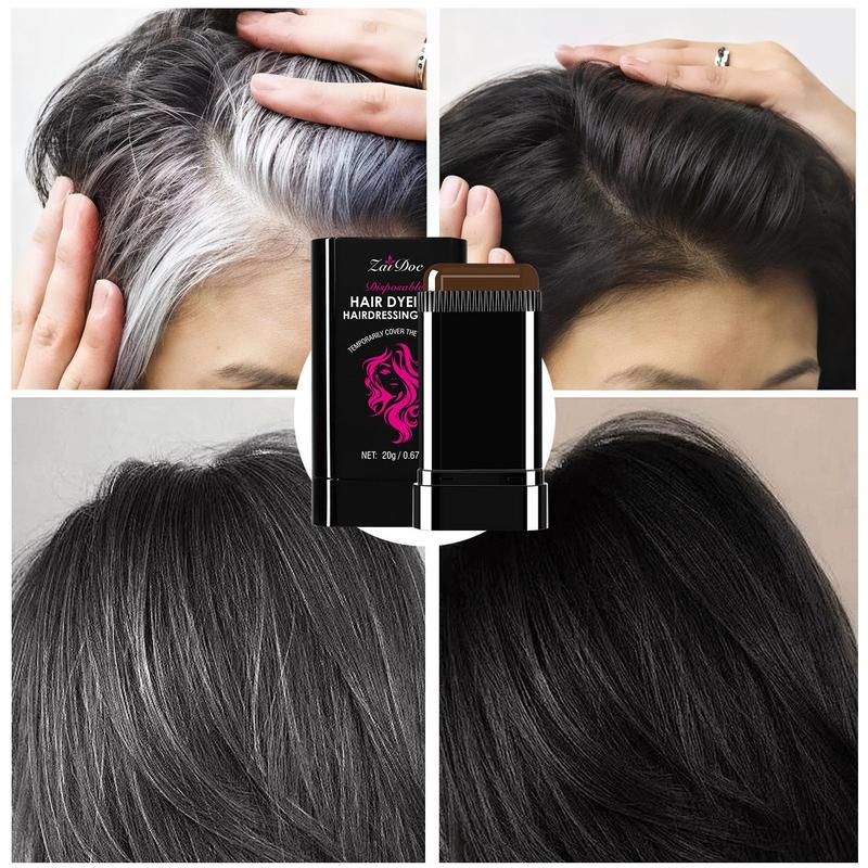 ZaiDoc Disposable Hair Dye Stick - Sweat-proof Water-proof Oil-proof Gray Hair Cover 20g Portable 2-in-1 Design Travel-friendly Time-saving High Coverage Temporary Color
