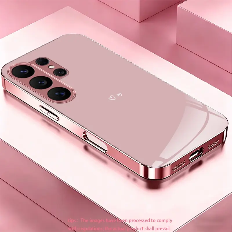 Minimalist and gentle double heart smartphone case for Samsung Galaxy Note 10/Note 10+/Note 20/Note 8/Note 9/Note 20 Ultra/S8+/S9+/S10/S10+ Full coverage, stylish and luxurious, high-value protective case