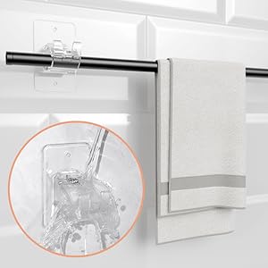 2PCS No Drill Curtain Brackets, Self-Adhesive Rods, Adjustable Curtain Hooks for Rods Under 1.57 Inch (Transparent)