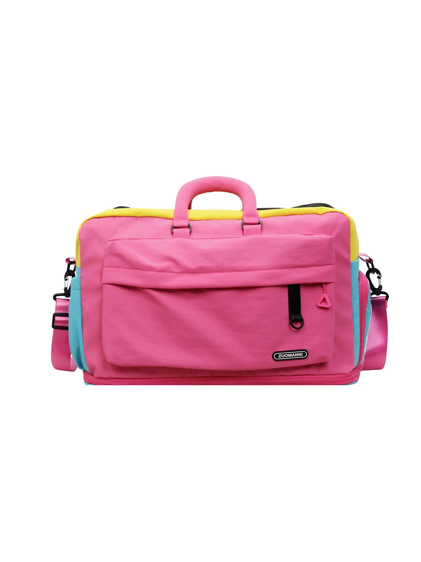 Waterproof Nylon Travel Duffel Bag, Colorblock Design, Multiple Pockets, Detachable Strap, Large Capacity, Casual Style, All Seasons