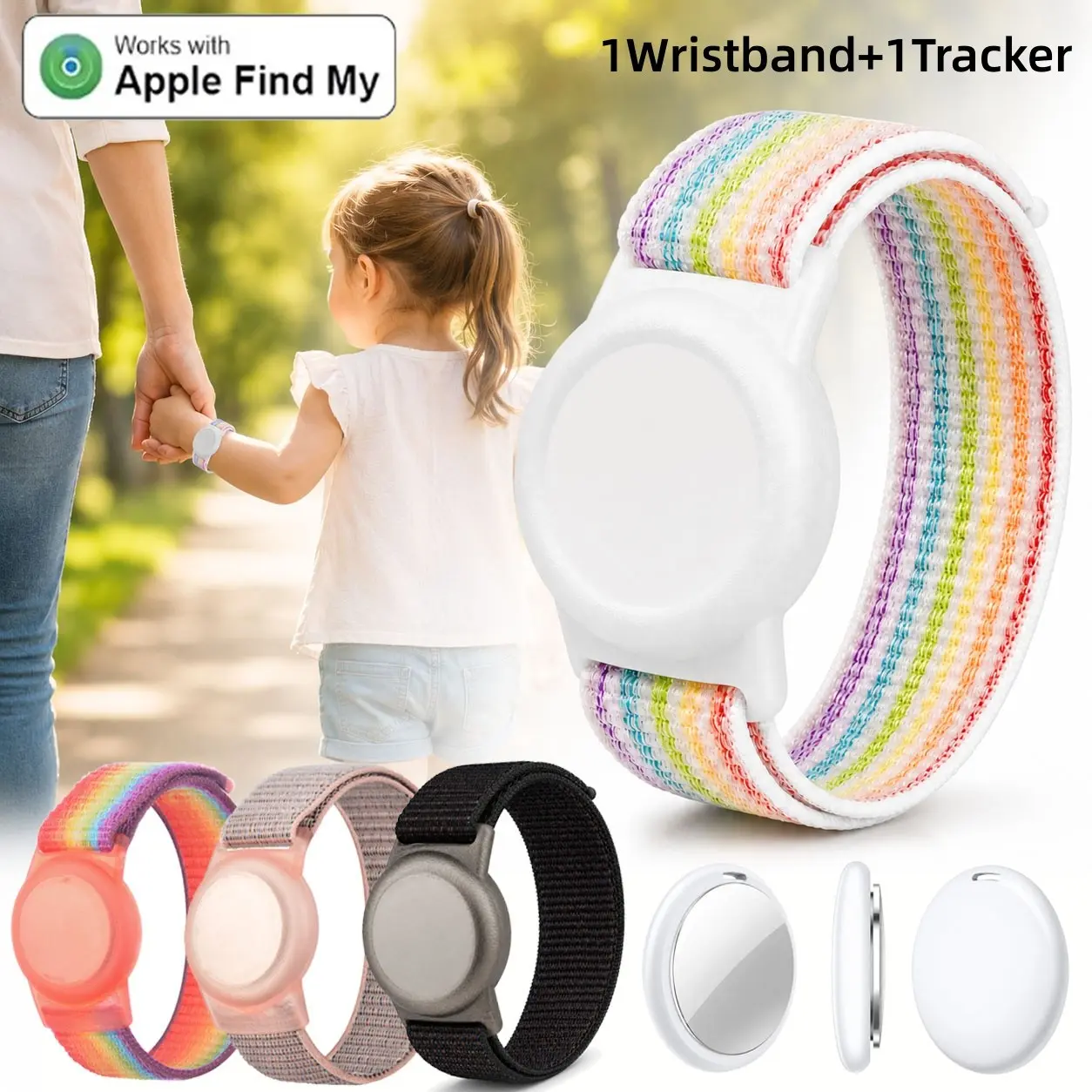 Kids Wristband With Tracker Compatible with Apple Find My, Protective Case for Tag GPS Tracker Holder with Slicone Bracelet, Adjustable Anti Lost Watch Band for Toddler Child Elder, Smart Wearable Accessory